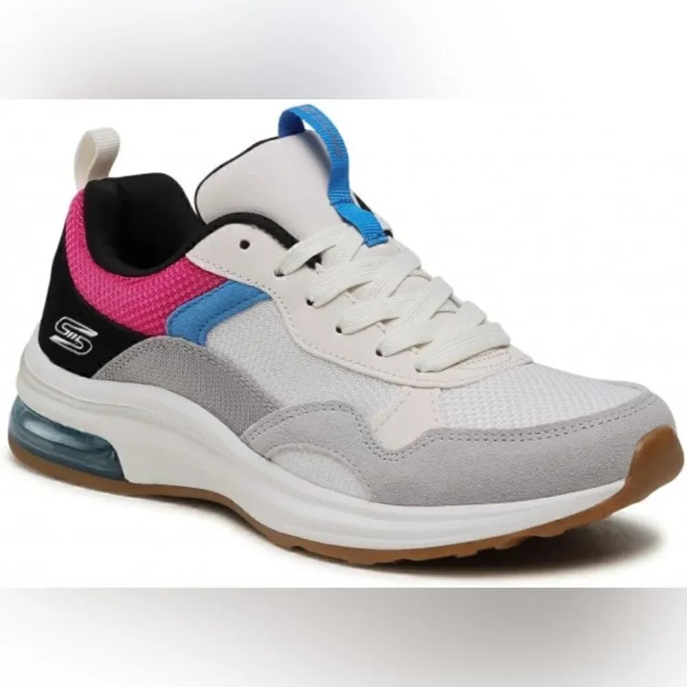 Skechers Bobs Pulse Air Sunrise Song White Grey Sneakers Size 6.5